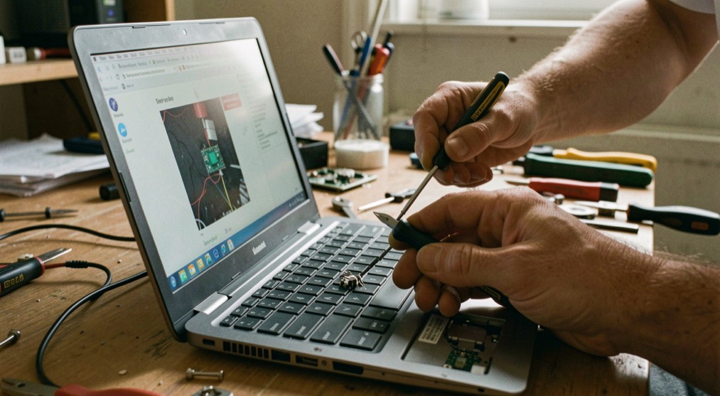 Laptop reparieren: Erst prüfen, dann öffnen: Was sich vor dem Aufschrauben beobachten lässt und welche Hinweise die Fehlersuche ordnen.